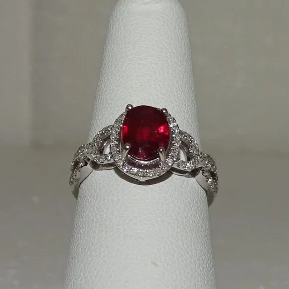 STUNNING DESIGN!! DIAMONDS & RUBY14K RING - Picture 2 of 11
